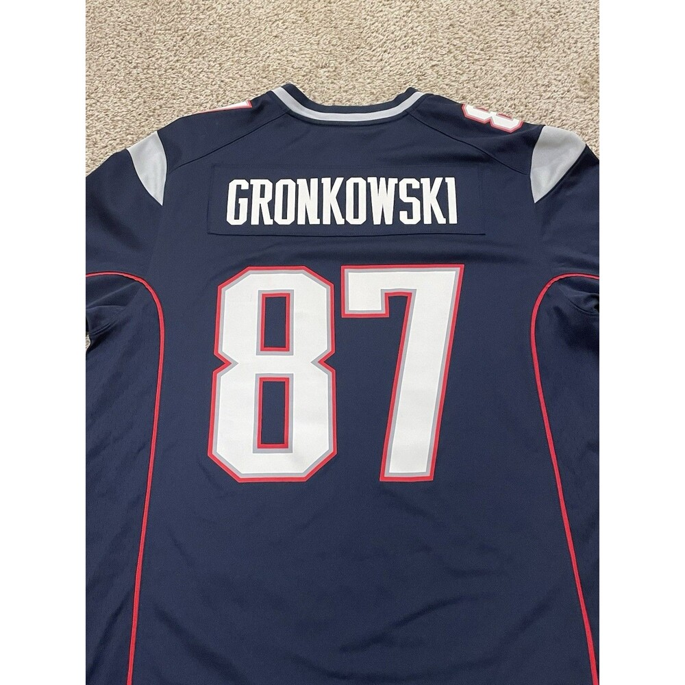 NIKE ON FIELD NFL PATRIOTS FOOTBALL JERSEY #87 GRONKOWSKI MENS L - Picture 3 of 6